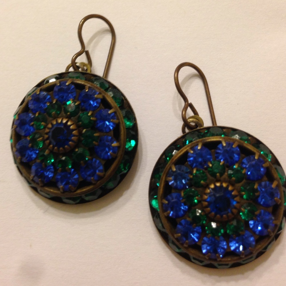 Saint Vintage blue and green vintage crustal earr